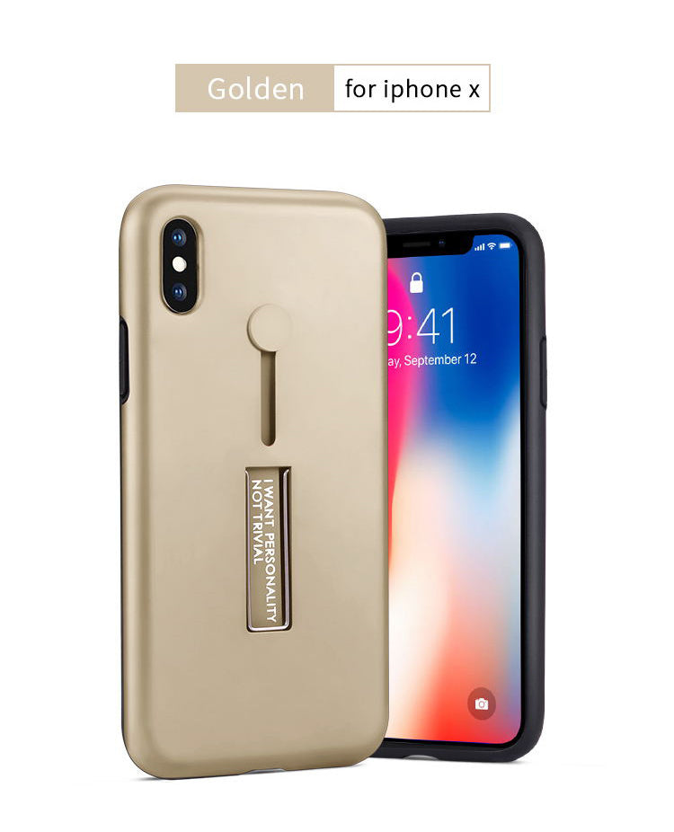 iPhone X/Xs High Quality Fashion Cases With Kickstand - Gold (3113)
