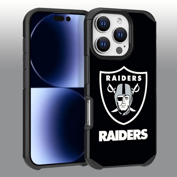 Apple iPhone 16 Pro (6.3) - NFL Licensed Las Vegas Raiders Team Logo on Black Textured Dual Layer Case (1103118) (MSRP $44.99)