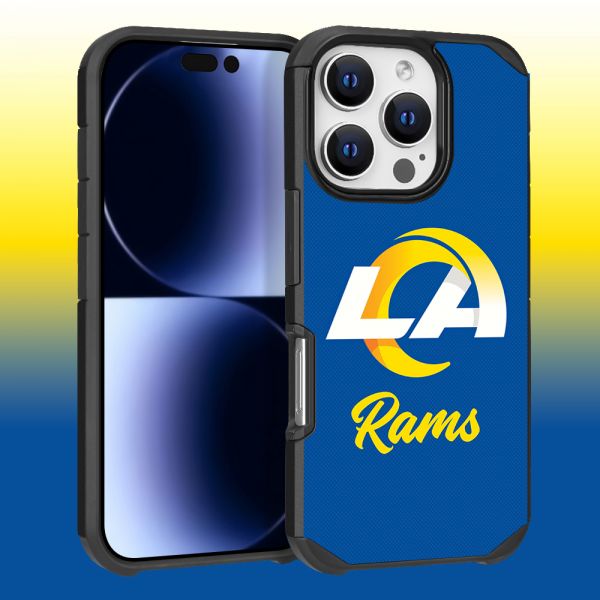 Apple iPhone 16 Pro Max (6.9) - NFL Licensed Los Angeles Rams Team Logo on Blue Textured Dual Layer Case (1103127) (MSRP $44.99)