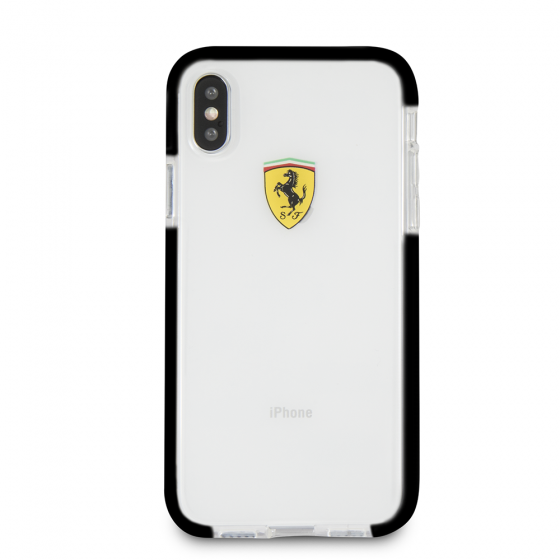 IPHONE X & IPHONE XS FERRARI ON TRACK COLLECTION, TPU/PC BLACK TRANSPARENT SHOCK ABSORPTION CASE WI(130)