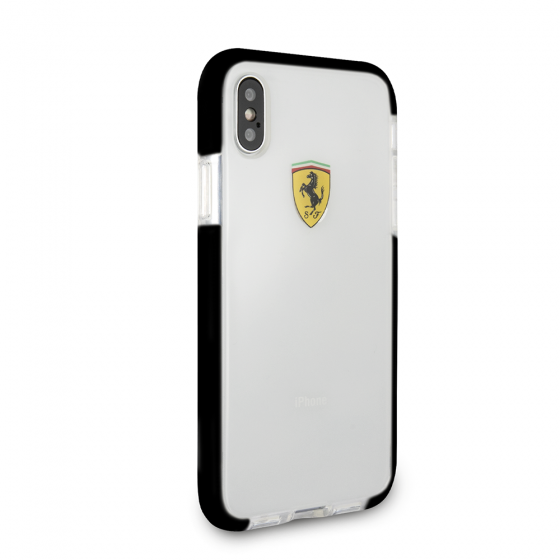 IPHONE X & IPHONE XS FERRARI ON TRACK COLLECTION, TPU/PC BLACK TRANSPARENT SHOCK ABSORPTION CASE WI(130)