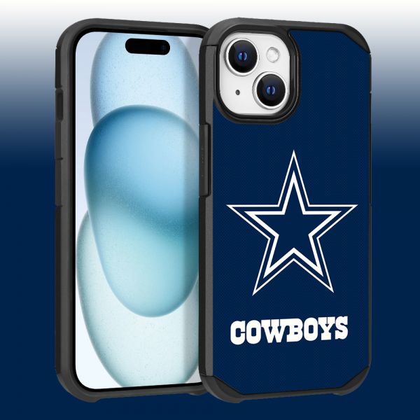 Apple iPhone 15 (6.1) / iPhone 14 (6.1) / iPhone 13 (6.1) - NFL Licensed Dallas Cowboys Team Logo on Blue Textured Dual Layer Case (1103109) (MSRP $44.99)