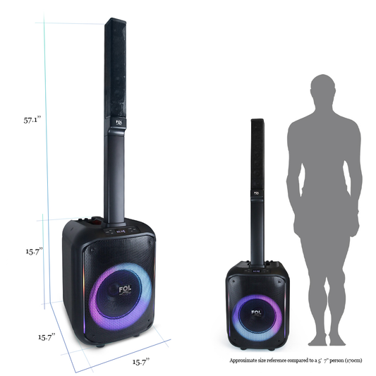 FOL FS-T868 LED Lighting Wireless Tower Speaker with Wireless Microphone, Black, 4 Count ( 1107974) (MSRP $499.99)