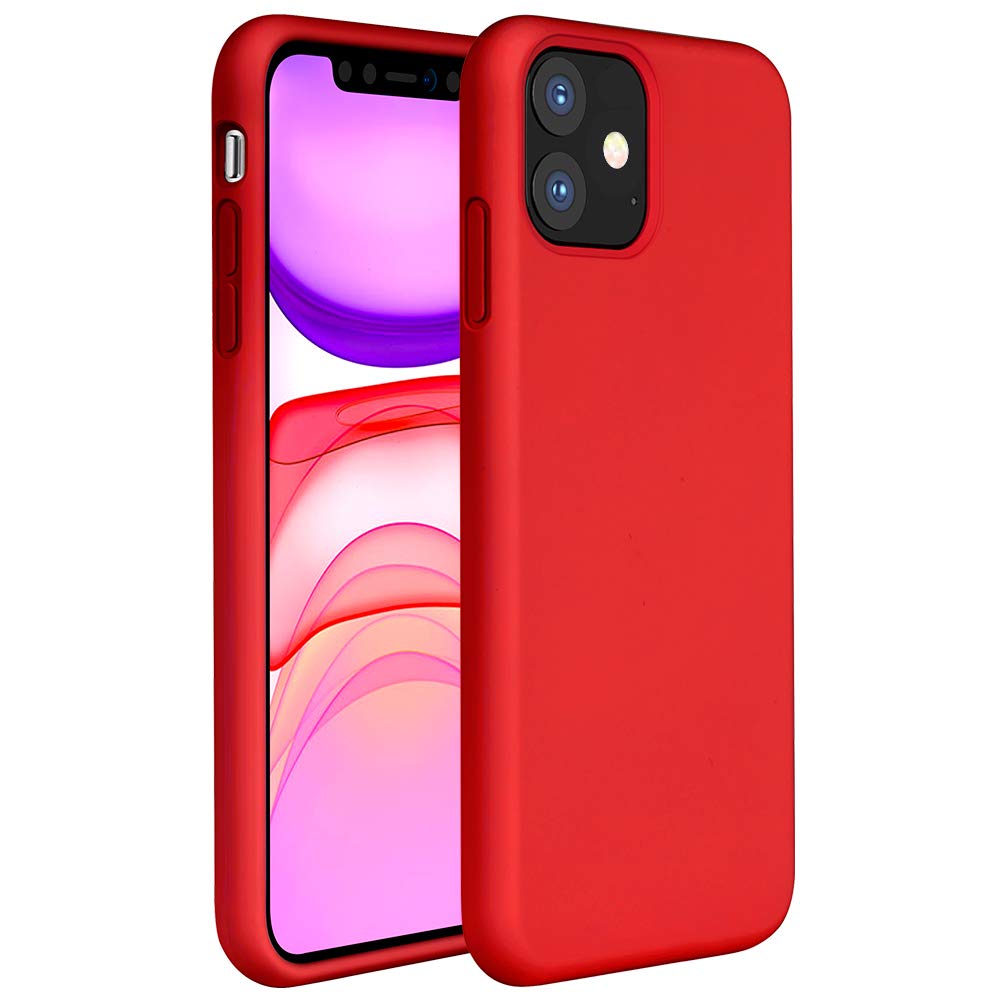 iPhone 11 Pro 5.8 Silicone Case , Liquid Silicone Full Body Thickening Design Phone Case (with Microfiber Lining) - Red (4687)