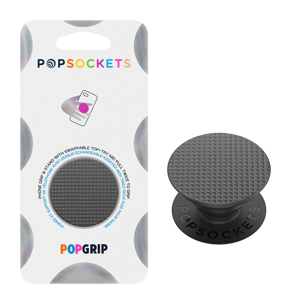 PopSockets POPGRIP Swappable Phone Grip Knurled Texture Black (1107604)
