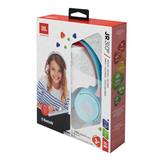 JBL Jr310BT Kids Wireless On-Ear Headphones - Bluetooth Headphones with Microphone, Safe Sound Under 85dB Volume, 30H Battery, Foldable, Comfort, Easy, Soft, Cool Colors Blue ( 1103541) (MSRP $49.99)