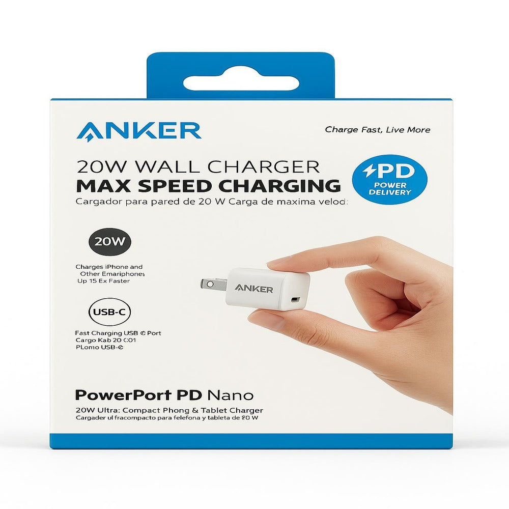 Anker - Powerport PD Nano 20W High Speed USB-C Fast Wall Charger for iPhone or Samsung - White (1103147)(MSRP $29.99)
