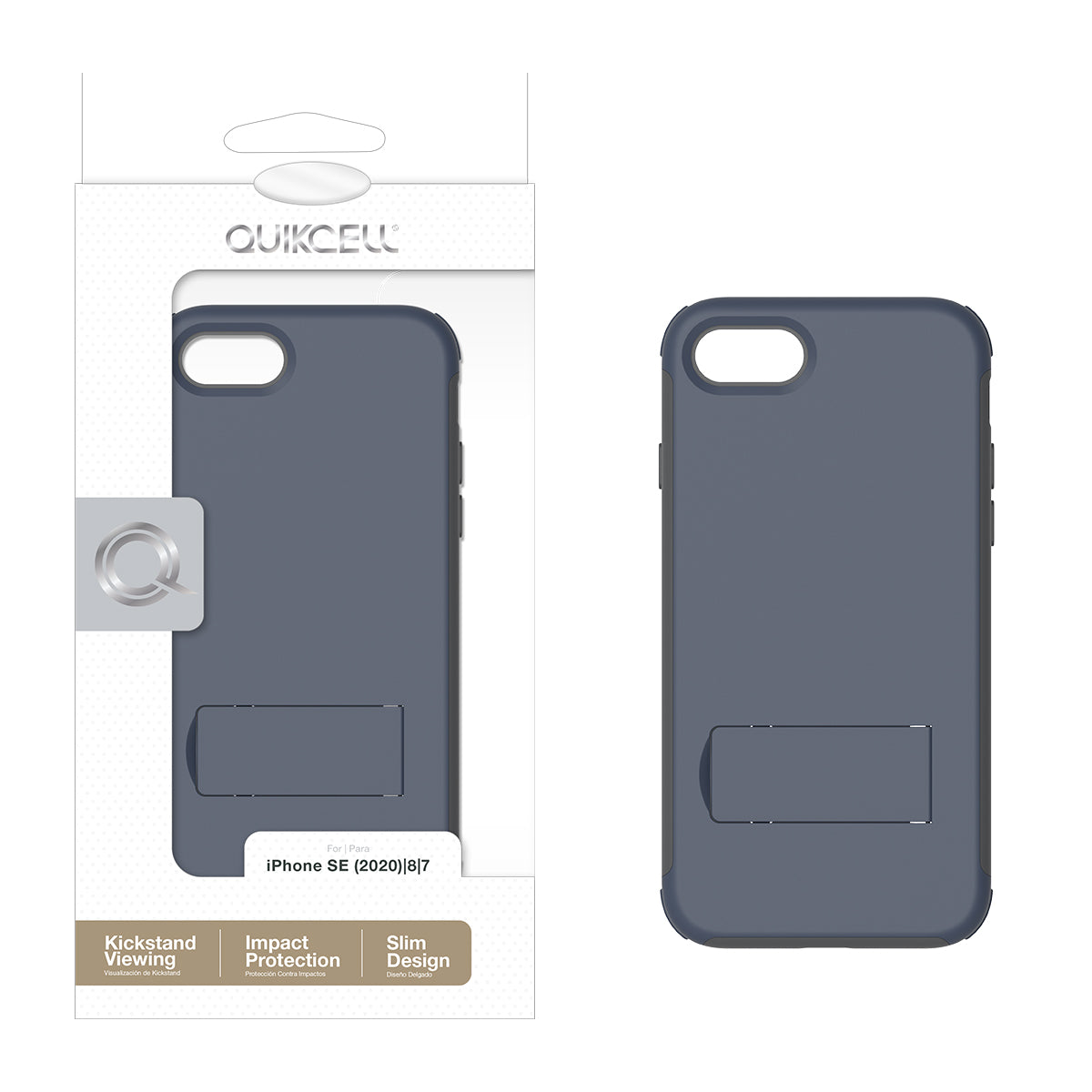 Apple iPhone SE 2020-22 QUICKCELL ADVOCATE Dual-layer Kickstand Case - SLATE BLUE (1105241)