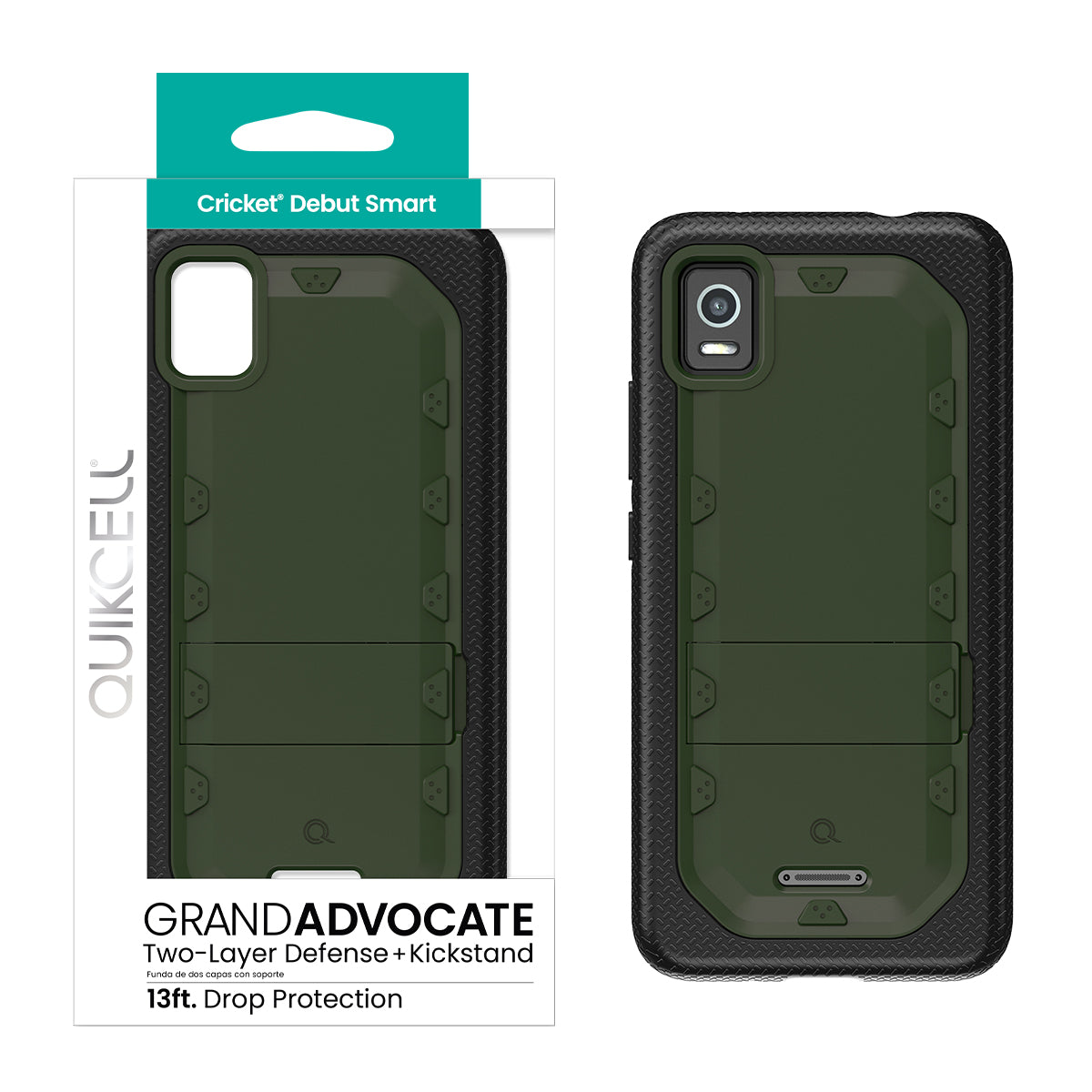 QUIKCELL Cricket Debut Smart GRAND ADVOCATE Dual-Layer Kickstand Case ARMY GREEN (1104900)