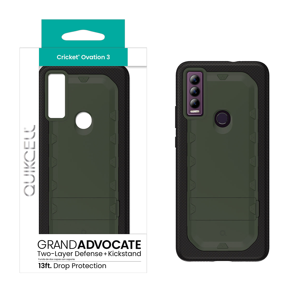 Cricket Ovation 3 QUIKCELL GRAND ADVOCATE Dual-layer Kickstand Case - ARMY GREEN (1105315)