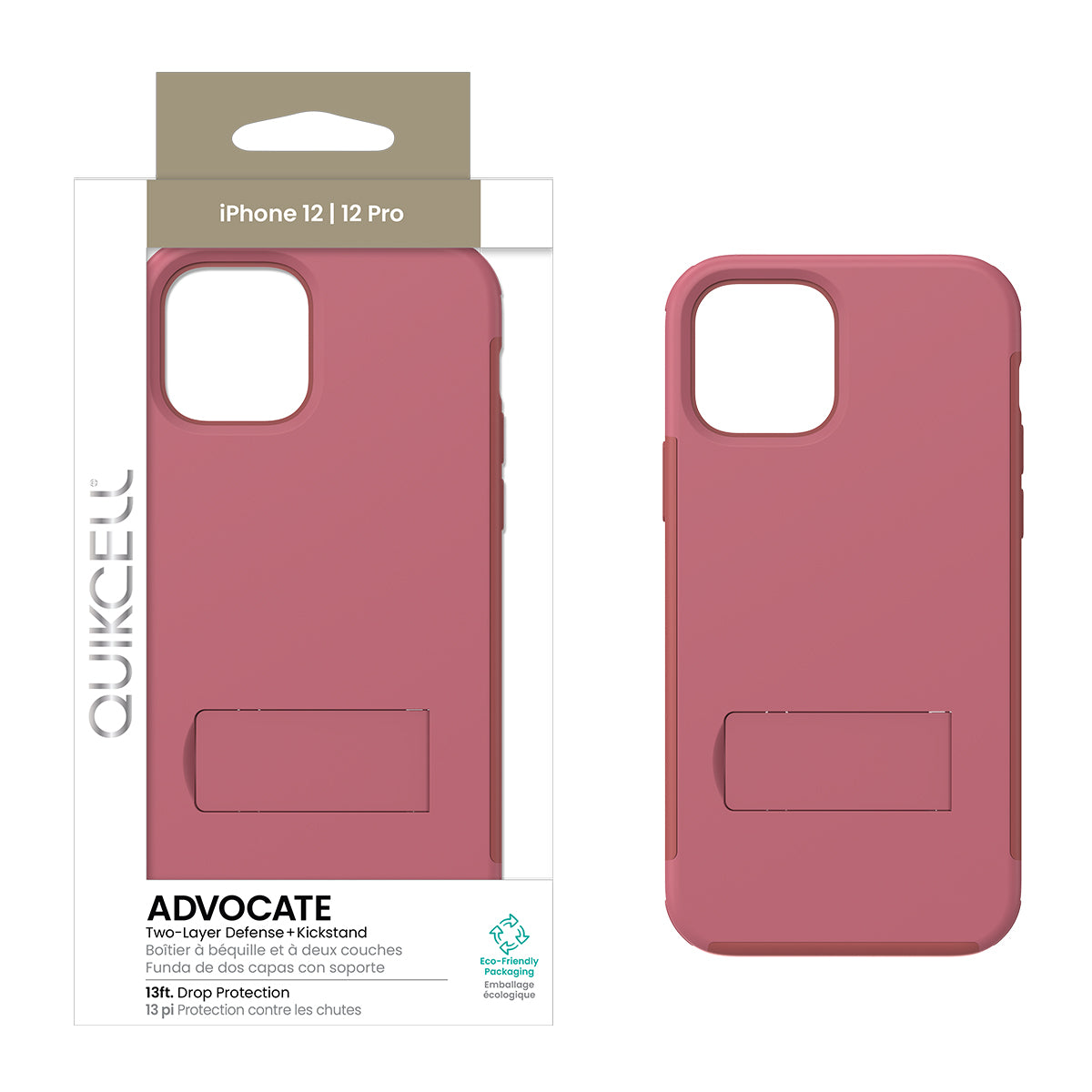 Quikcell Apple iPhone 12 & 12 PRO ADVOCATE Dual-Layer Kickstand Case Desert Pink (1107725)
