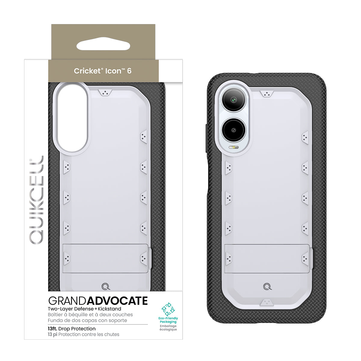 Quikcell Cricket Icon 6 GRAND ADVOCATE Dual-layer Kickstand Case Pure White (1107677)
