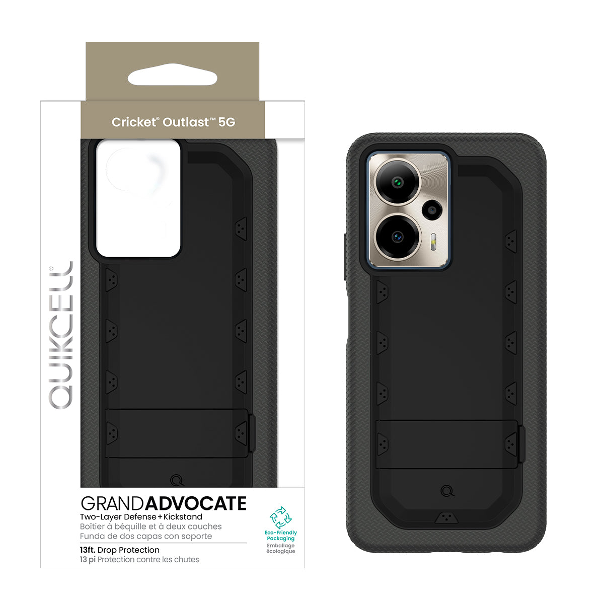 Quikcell Cricket Outlast 5G GRAND ADVOCATE Dual-layer Kickstand Case Armor Black (1107611)