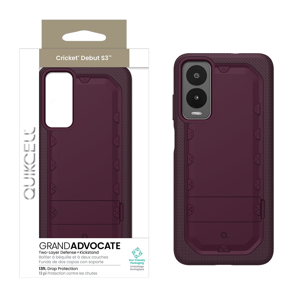 Quikcell Cricket Debut S3 GRAND ADVOCATE Dual-layer Kickstand Case Punk Plum (1107644)
