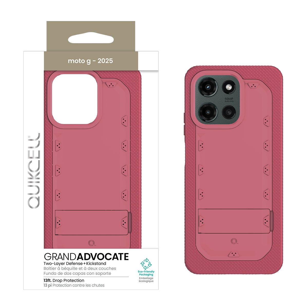 Quikcell moto g – 2025 GRAND ADVOCATE Dual-layer Kickstand Case Desert Pink (1107819)