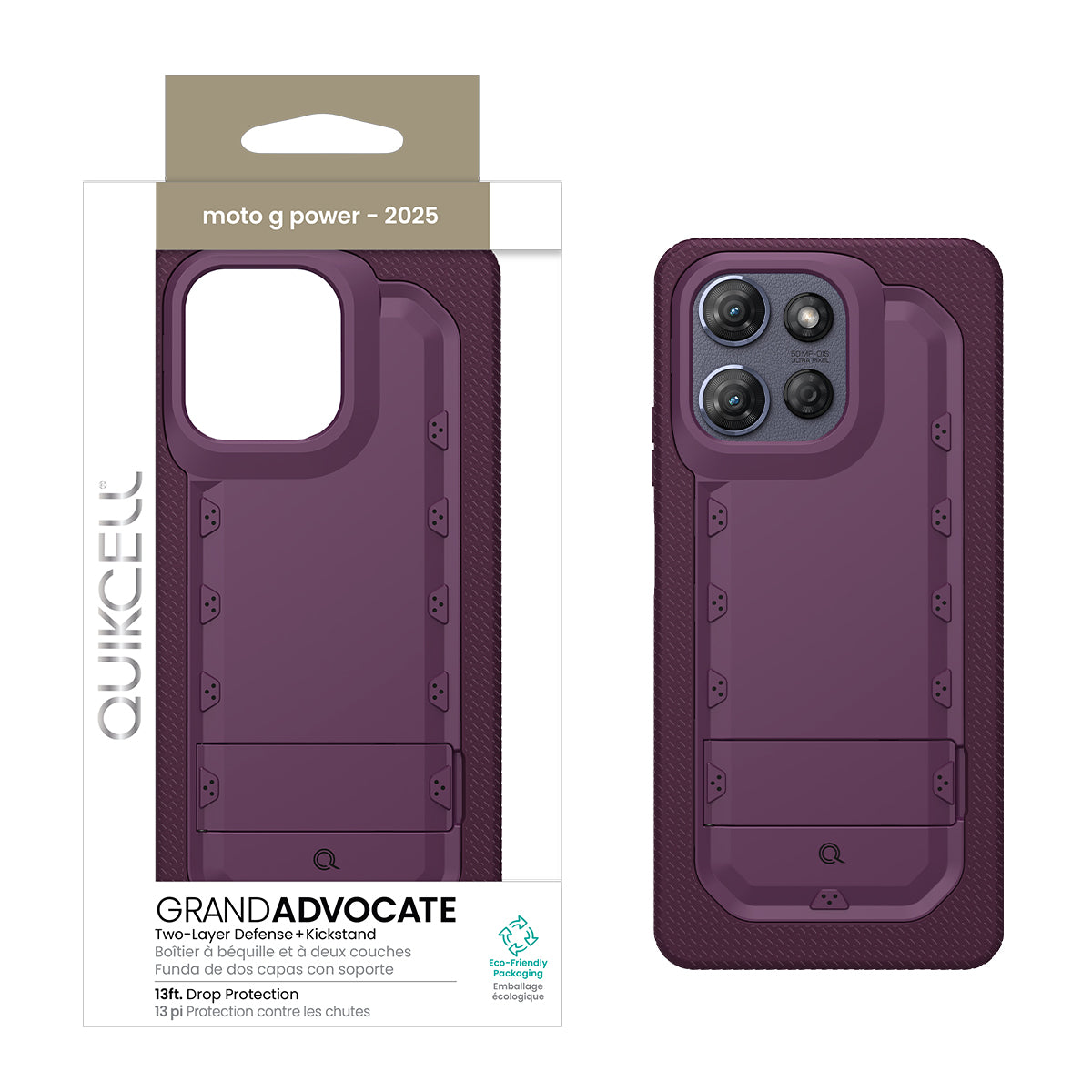 Moto G Power 2025 Quikcell GRAND ADVOCATE Dual-layer Kickstand Case - Royal Purple (1102685)