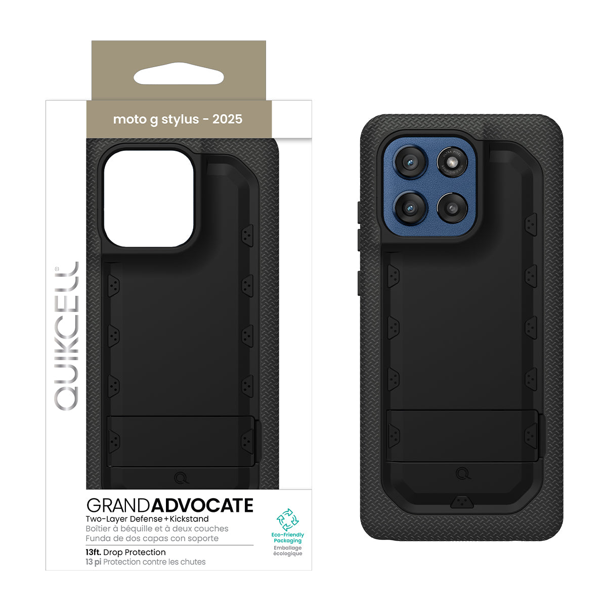 Quikcell Moto G Stylus 2025 GRAND ADVOCATE Dual-layer Kickstand Case Armor Black (1102910)