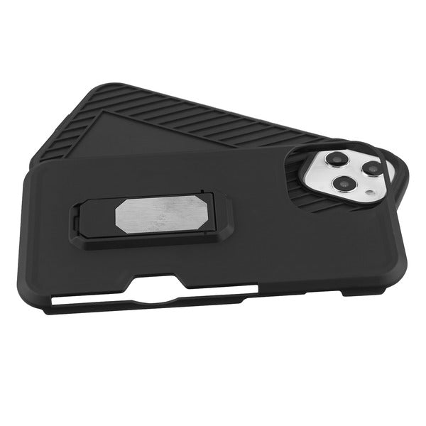 MyBat Grip Stand Protector Case Combo (with Black Holster)(with Card Wallet) for Apple iPhone 12 (6.1) / 12 Pro (6.1) - Black / Black (1106463)
