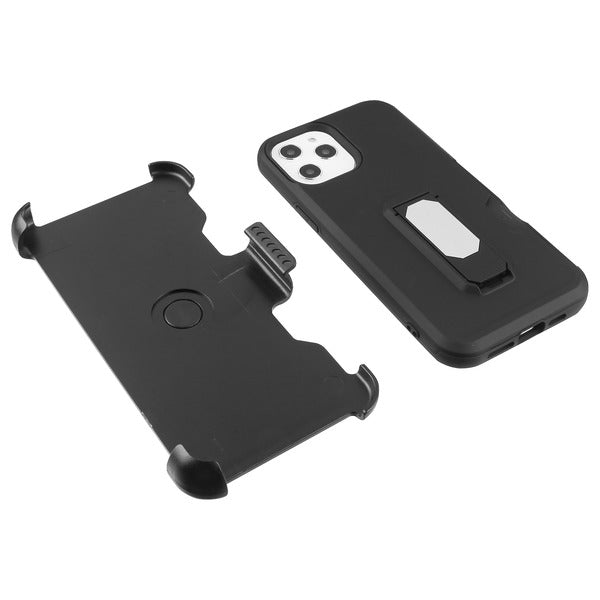MyBat Grip Stand Protector Case Combo (with Black Holster)(with Card Wallet) for Apple iPhone 12 (6.1) / 12 Pro (6.1) - Black / Black (1106463)