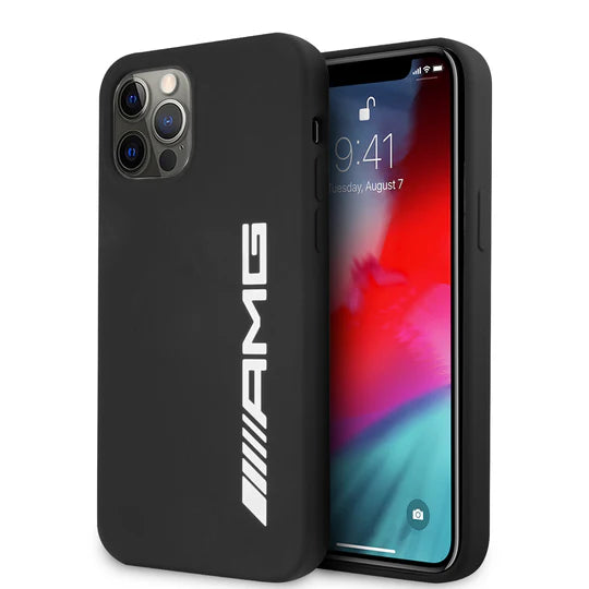 iPhone 12 / iPhone 12 Pro - Silicone Black Big White Logo - AMG (1102503)