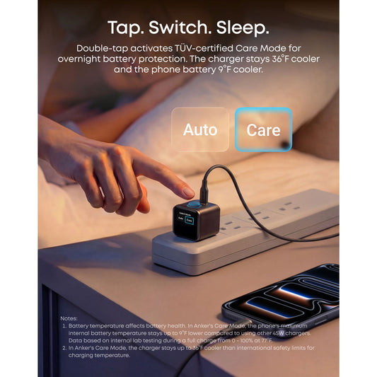 Anker Nano Charger 45W Smart Display 180° Foldable - White (1108246) (MSRP $59.99)