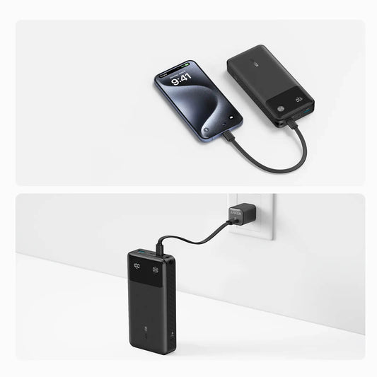 ANKER POWERCORE 20K MAH 30W POWER BANK W/ USB-C CABLE - BLACK (1108245) (MSRP $69.99)
