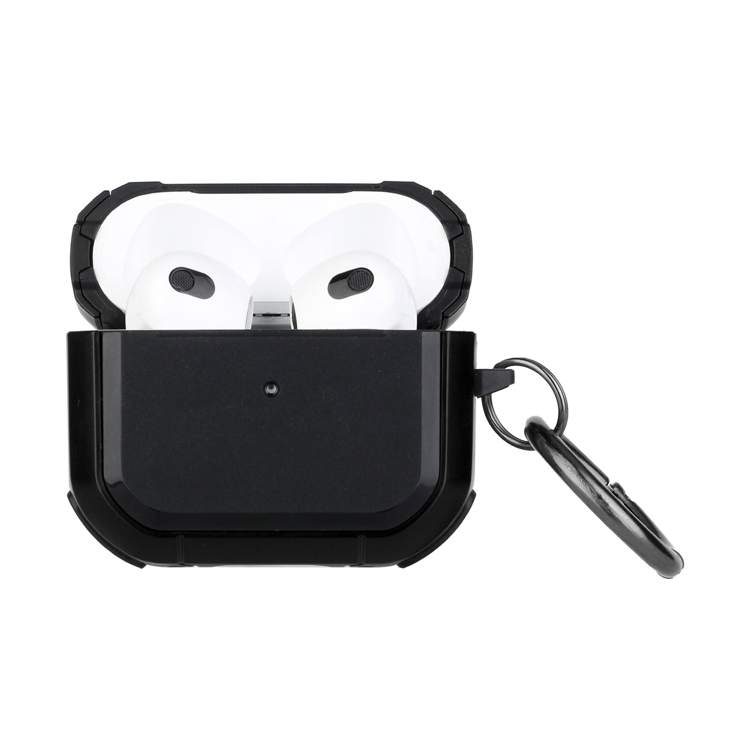 AirPods Pro Premium Rugged ShockProof Hybrid With Metal Hook Case Cover- Black+Black (1102813)
