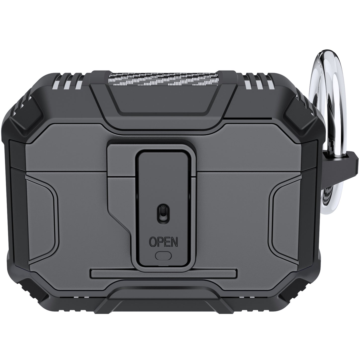 AirPods Pro 3 2025 (3rd Version) Rugged ShockProof Hybrid With Open Button Metal Hook Case Cover - Black (11037774) ($39.99 MSRP)