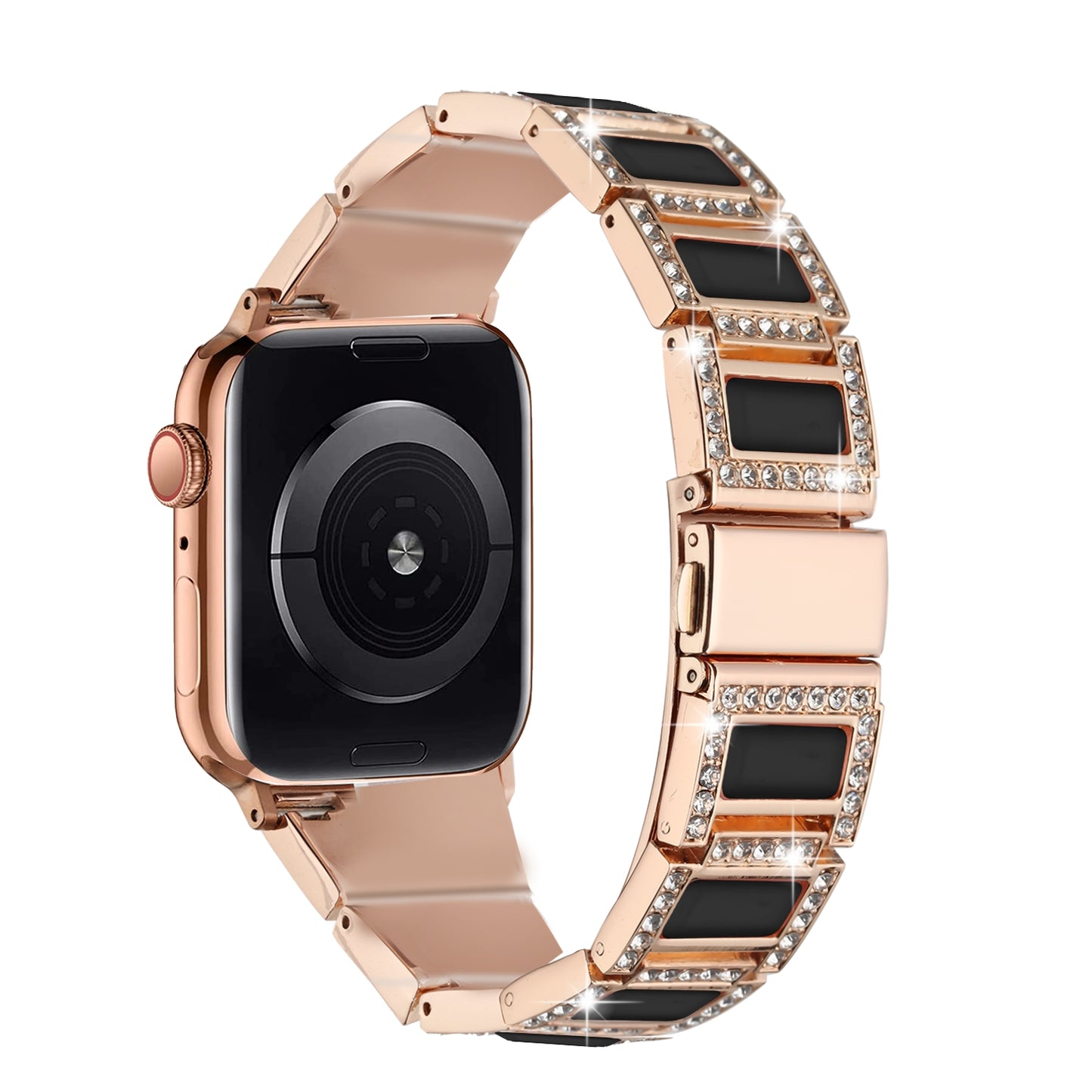Apple Watch Size 38/40/41mm Jewel Diamond Bling Zinc Alloy Watch Band - Rose Gold+Black (1107586)
