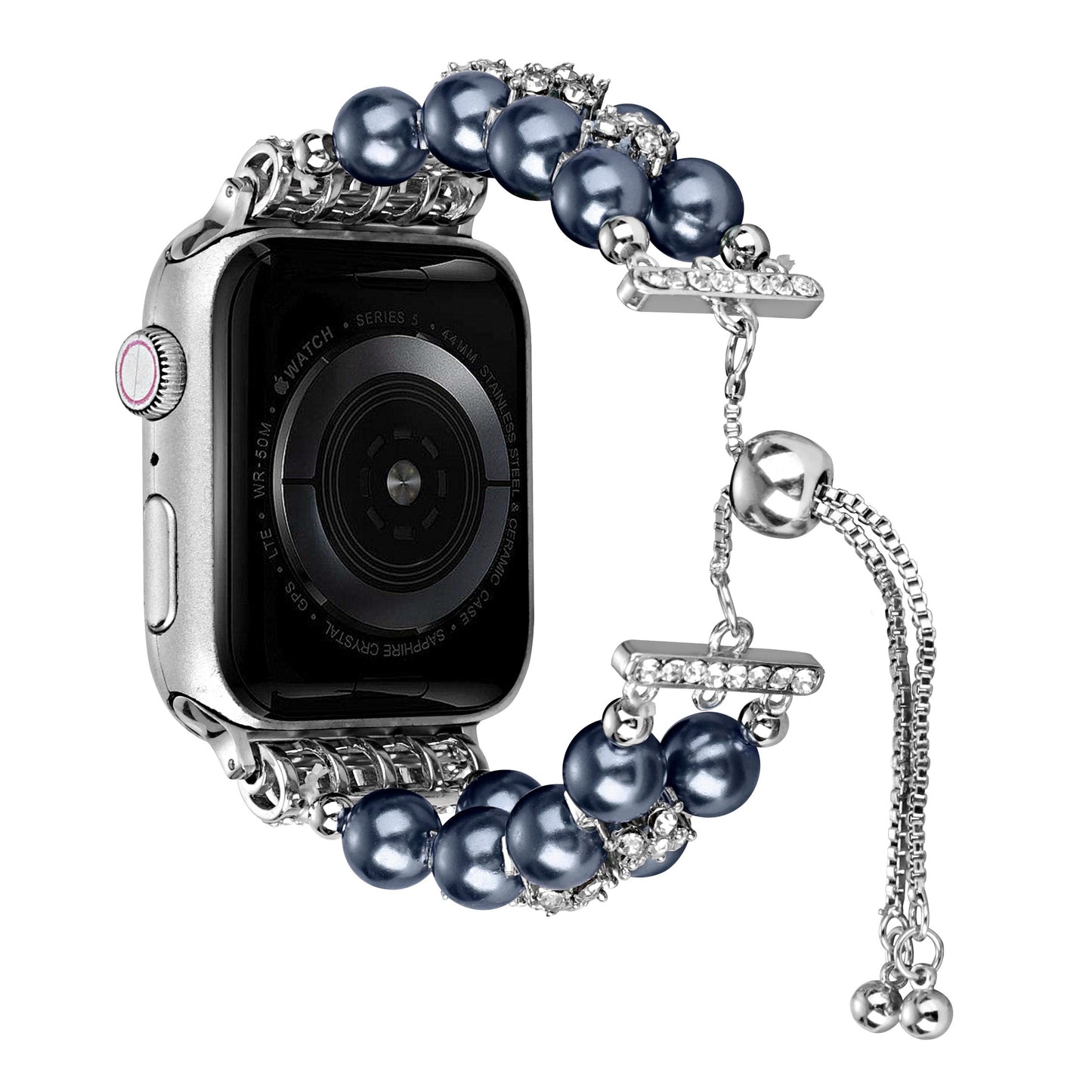 Apple Watch Size 38/40/41mm Pearls Strand Beautiful Metal Watchband - Navy Blue (1107580)