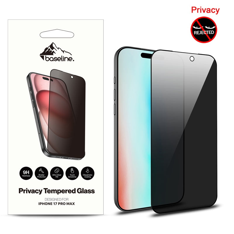 baseline Privacy Full Coverage Tempered Glass Screen Protector for Apple iPhone 17 Pro Max - Black (1103303) (MSRP $39.99)