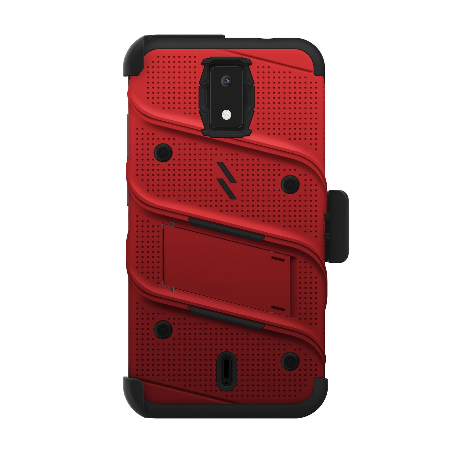 CRICKET DEBUT 4G LTE ZIZO BOLT BUNDLE CASE WITH TEMPERED GLASS - RED (1102236)
