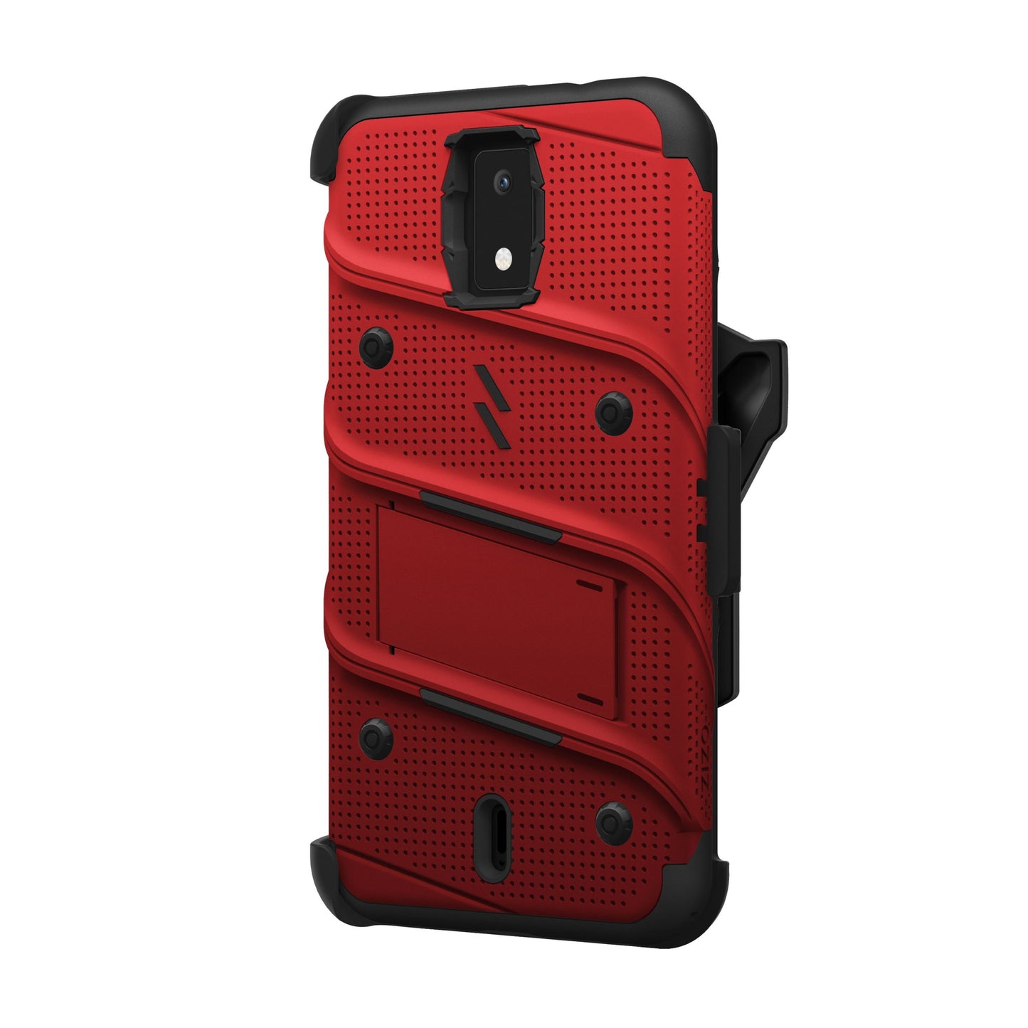 CRICKET DEBUT 4G LTE ZIZO BOLT BUNDLE CASE WITH TEMPERED GLASS - RED (1102236)
