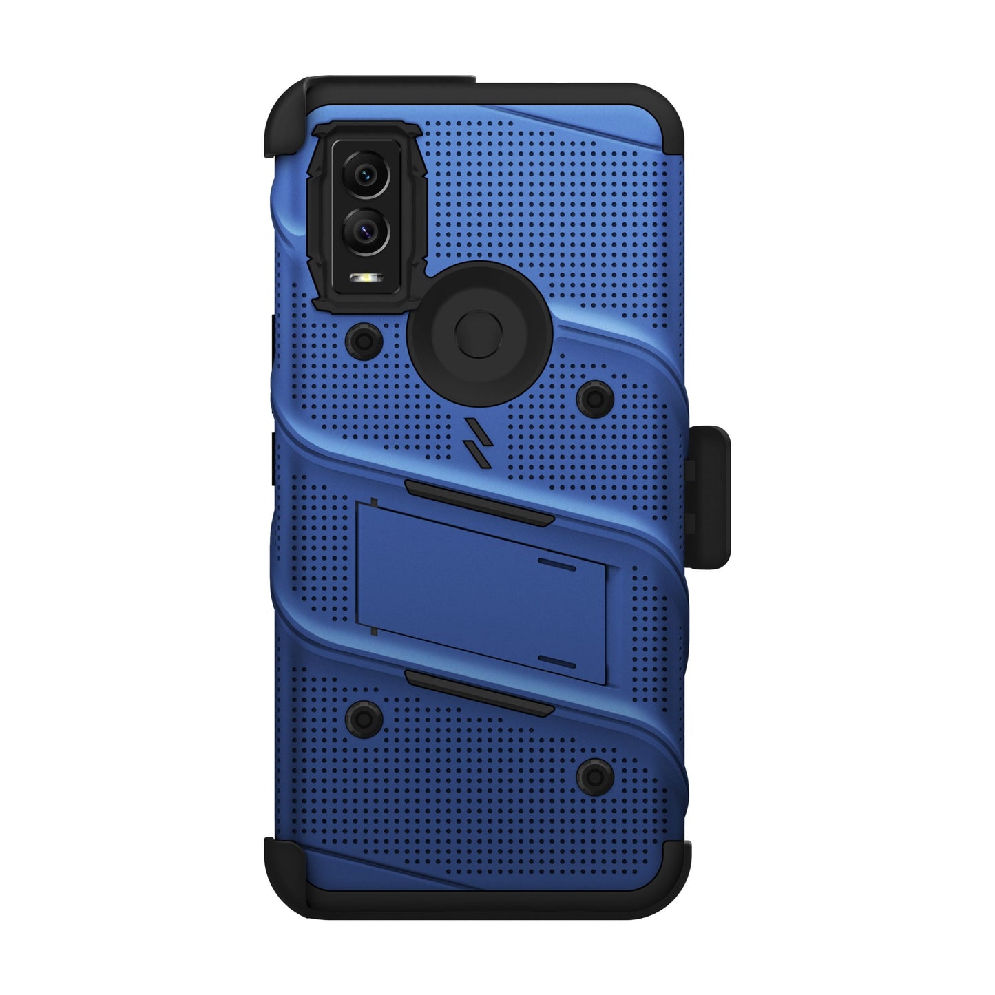 CRICKET INNOVATE E 5G ZIZO BOLT BUNDLE CASE WITH TEMPERED GLASS - BLUE & BLACK (1105038)