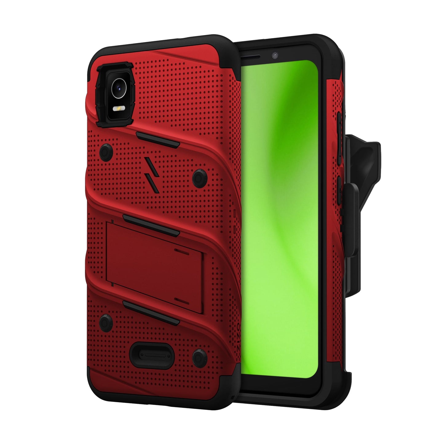 CRICKET DEBUT SMART ZIZO BOLT BUNDLE CASE WITH TEMPERED GLASS - RED (1104874)