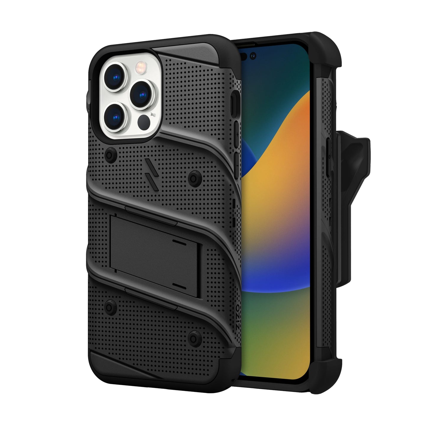APPLE IPHONE 14 PRO MAX (6.7) ZIZO BOLT BUNDLE CASE WITH TEMPERED GLASS - BLACK & BLACK (1104771)