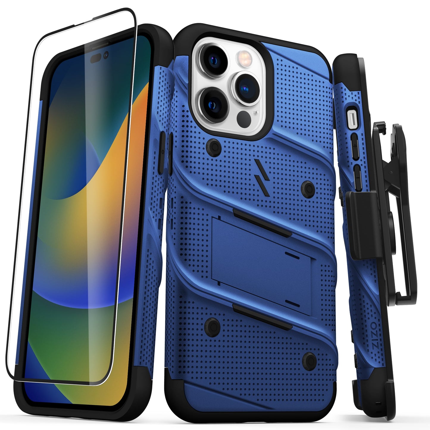 APPLE IPHONE 14 PRO MAX (6.7) ZIZO BOLT BUNDLE CASE WITH TEMPERED GLASS - BLUE & BLACK (1104770)