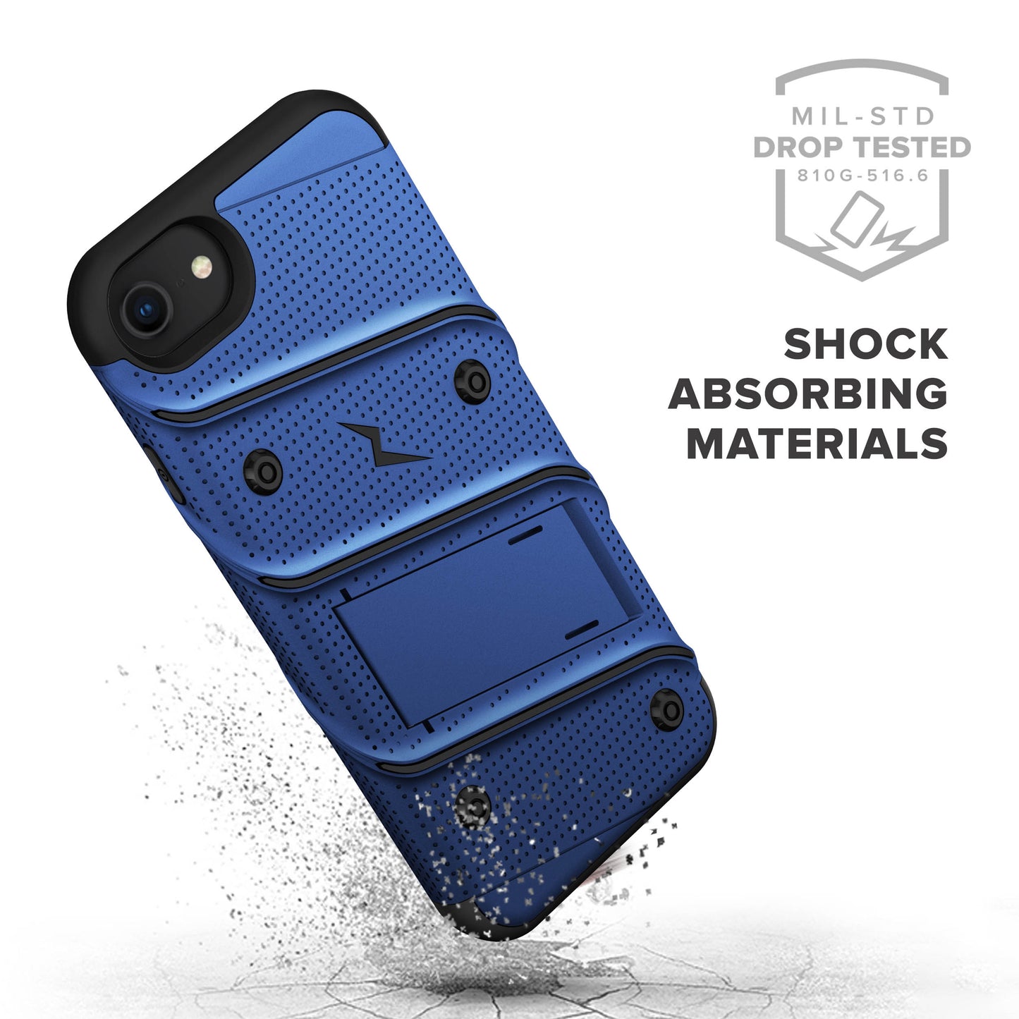 APPLE IPHONE SE (2020) IPHONE 8/7 ZIZO BOLT SERIES CASE W/ TEMPERED GLASS - BLUE & BLACK (1100949)