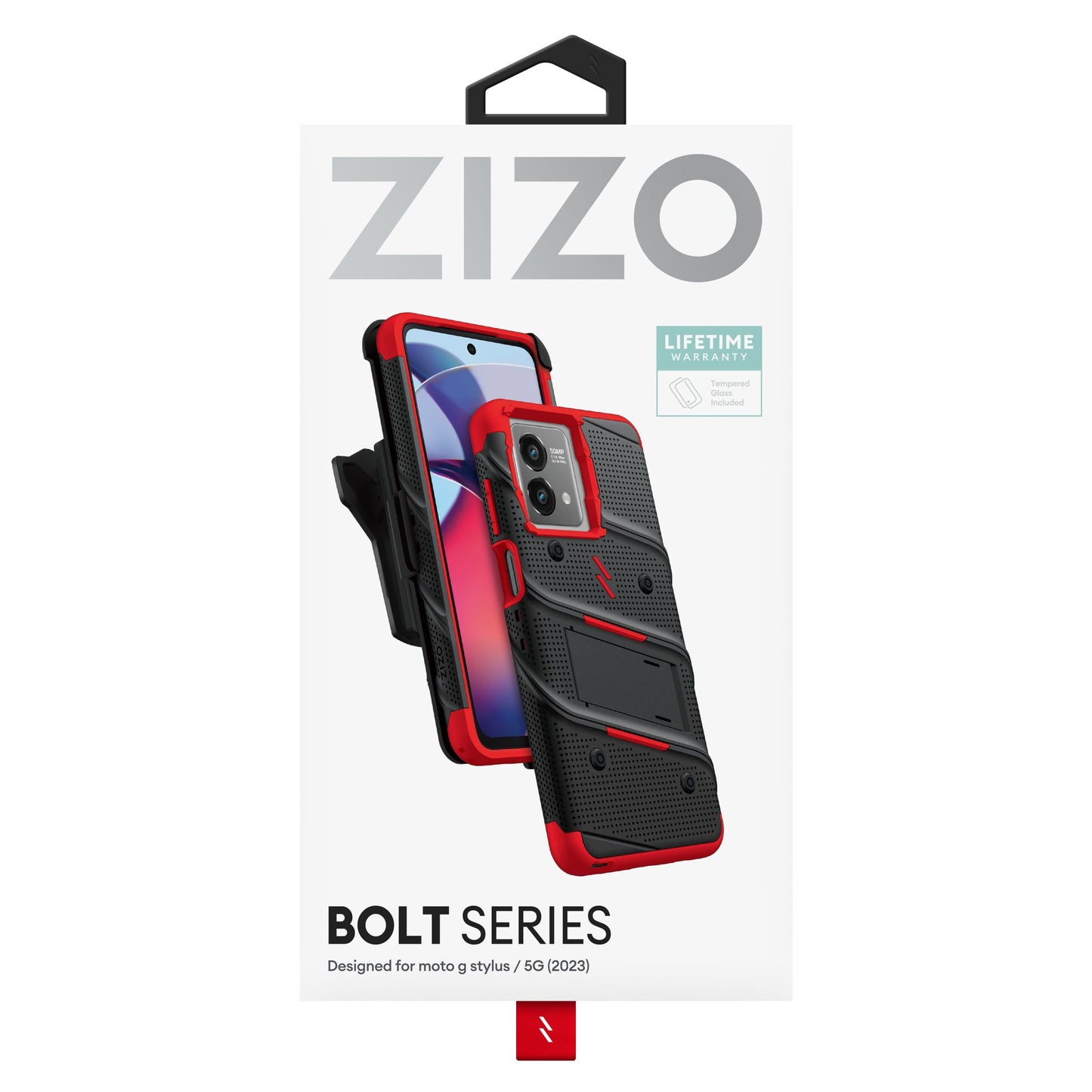 MOTO G STYLUS (2023) / MOTO G STYLUS 5G (2023) ZIZO BOLT BUNDLE CASE WITH TEMPERED GLASS - RED (1105796)