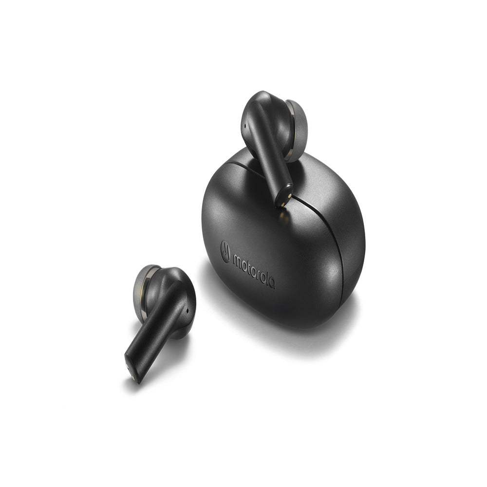 MOTO BUDS 500 ANC - ACTIVE NOISE CANCELING TRUE WIRELESS EARBUDS - 20 hours of music and calls - control with a tap or your finger. Plus IPX4 rating, they're sweat and splash-proof BLACK (1102763)