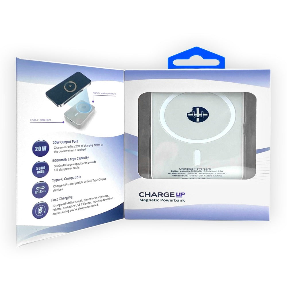 UPLUS CHARGE UP MAGNETIC POWERBANK 10000MAH 20W OUTPUT TYPE C COMPATABLE FAST CHARGING - WHITE (1107768)