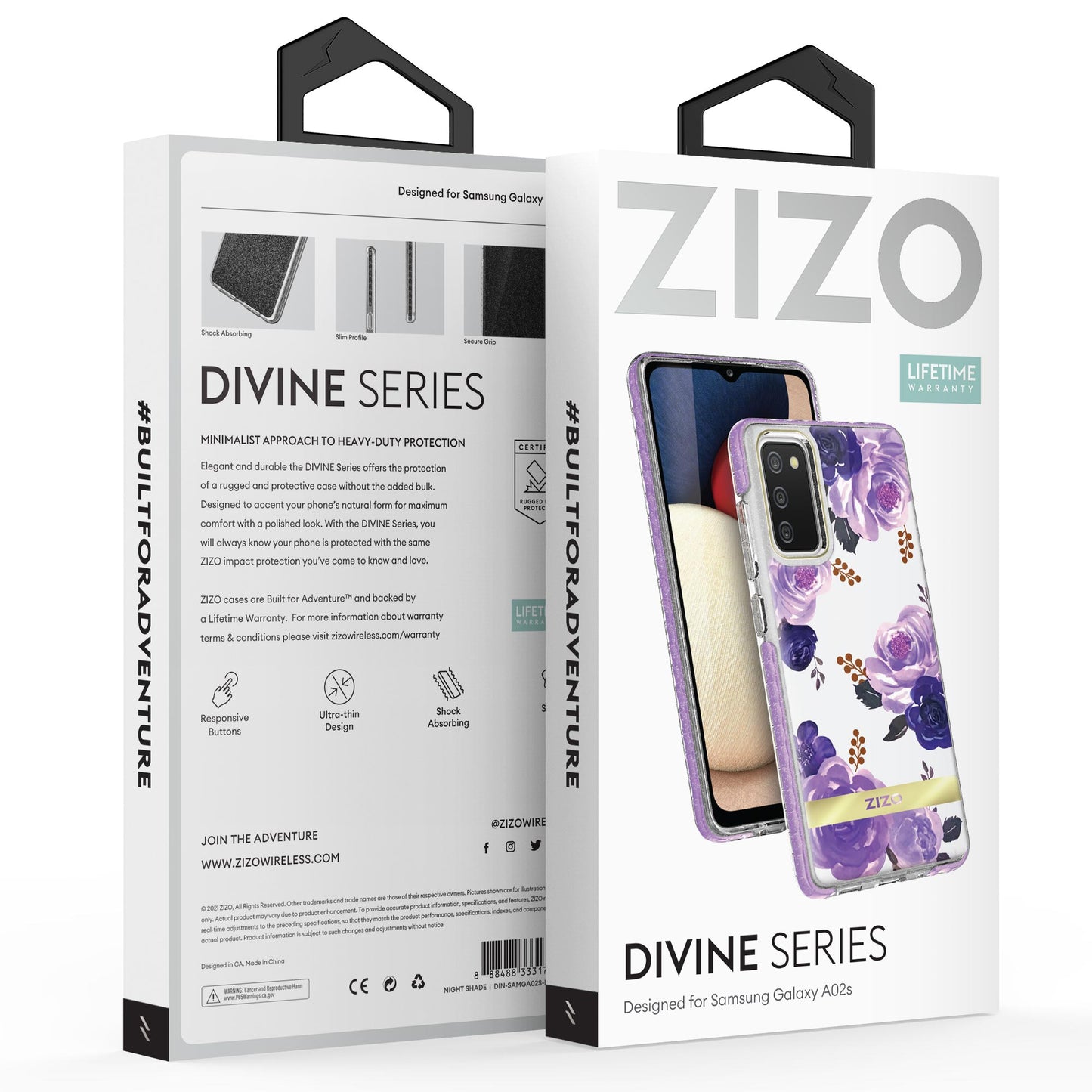 SAMSUNG GALAXY A02s ZIZO DIVINE SERIES CASE - NIGHTSHADE FLOWERS (1101037)