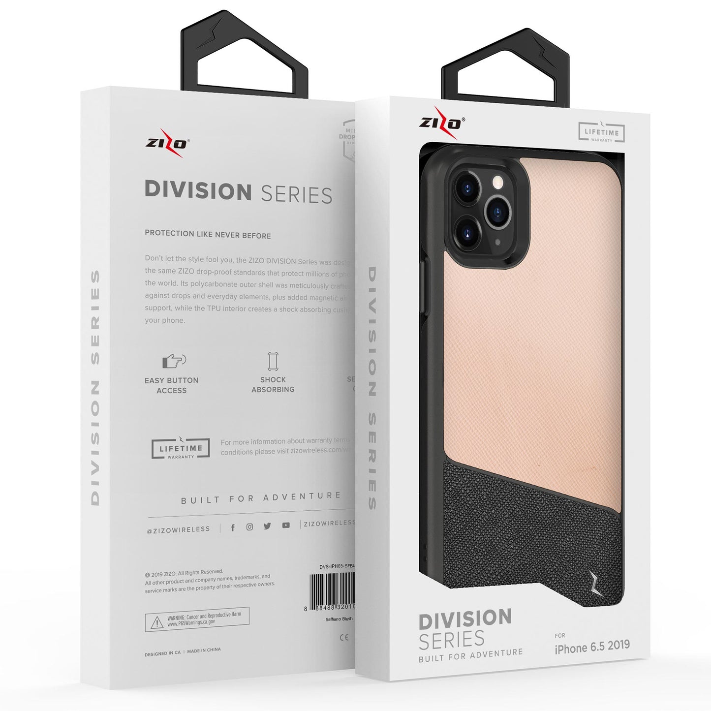 IPHONE 11 PRO MAX ZIZO DIVISION CASE-SAFFIANO BLUSH (9599)