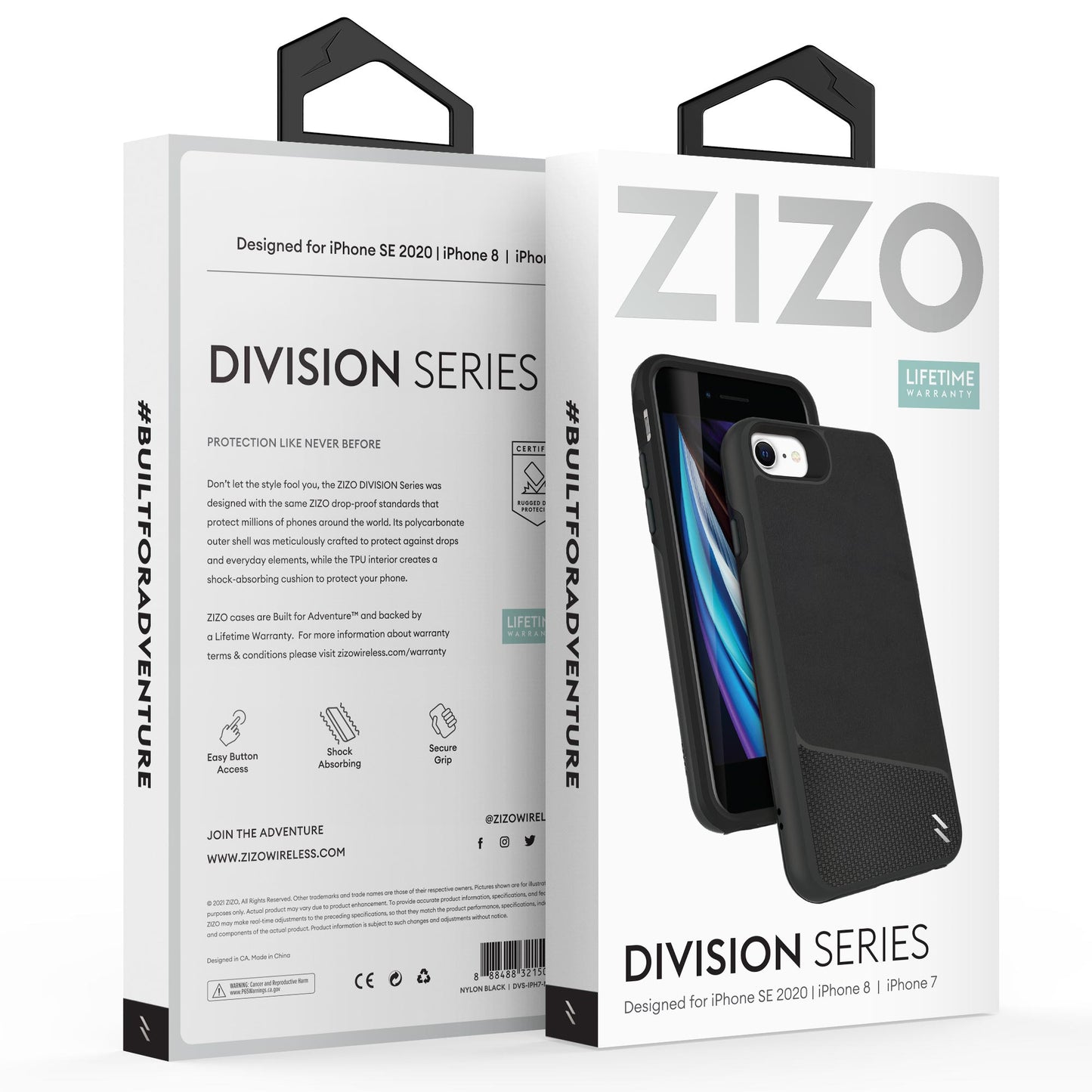ZIZO DIVISION SERIES CASE FOR IPHONE SE (3RD AND 2ND GEN)/8/7 - NYLON BLACK (1105255)
