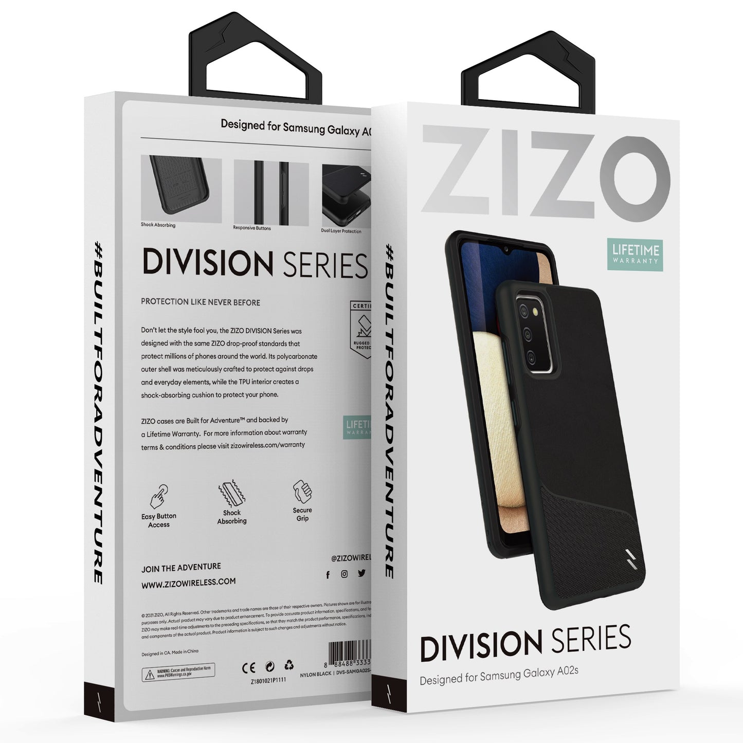 SAMSUNG GALAXY A02s ZIZO DIVISION SERIES CASE - NYLON BLACK (1101045)