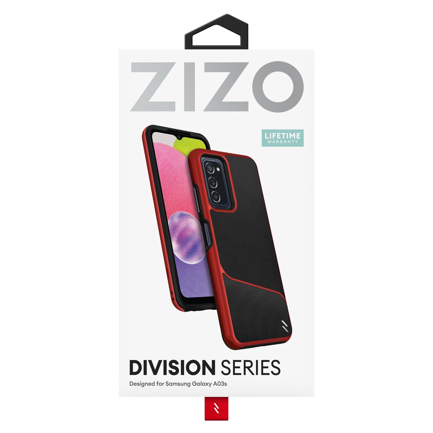 SAMSUNG GALAXY A03S ZIZO DIVISION SERIES CASE - BLACK & RED (1103322)