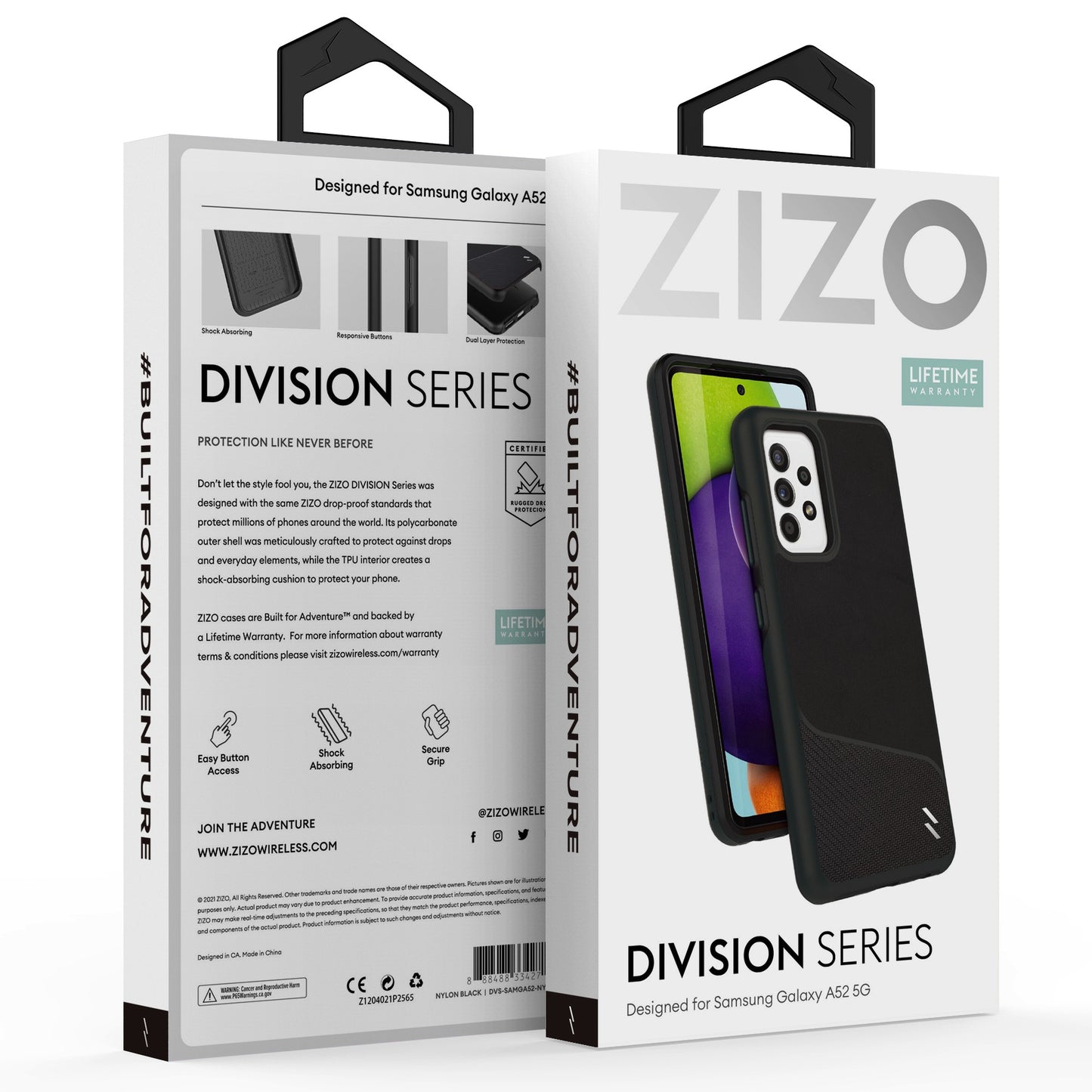 SAMSUNG GALAXY A52 5G ZIZO DIVISION SERIES CASE - NYLON BLACK (1101106)