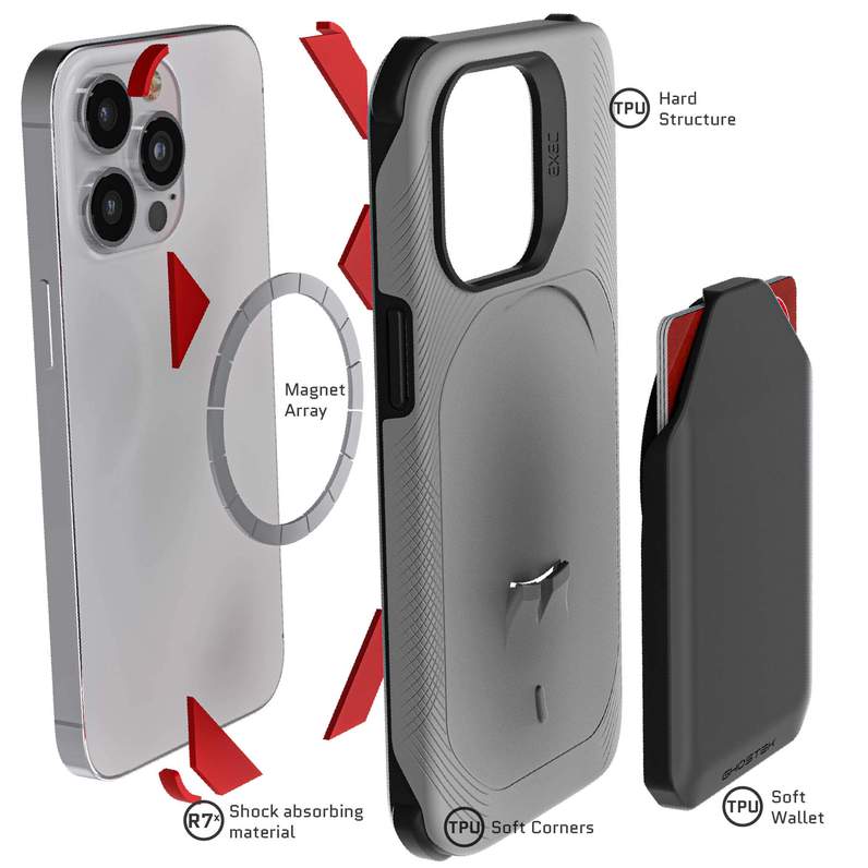 Apple iPhone 13 Pro Max Ghostek Exec Series Cardholder Wallet Magsafe Case - Gray (1102955)