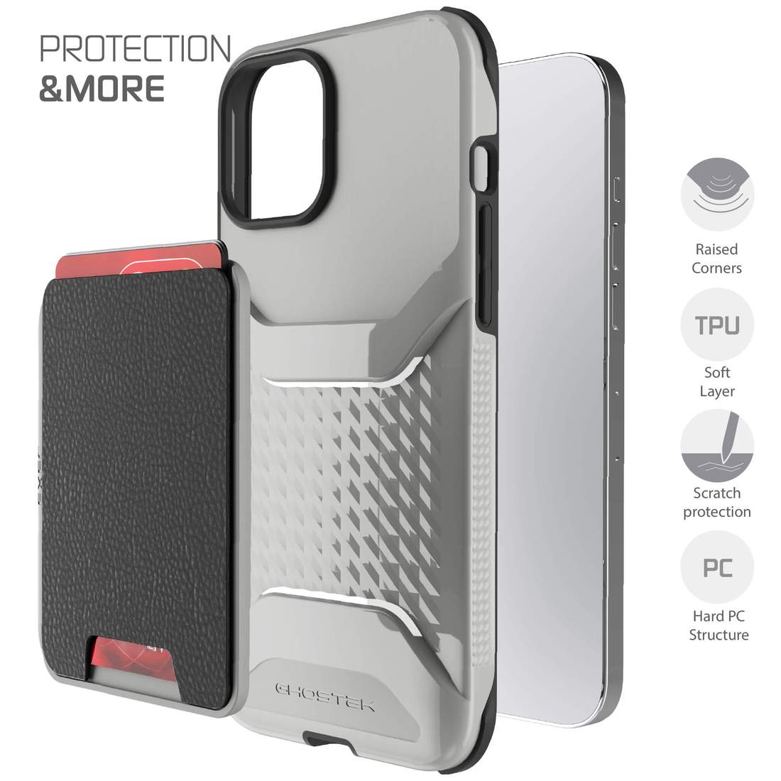 Apple iPhone 12 Pro Max Ghostek EXEC Magnetic Wallet Case with Card Holder - Gray (1101722)