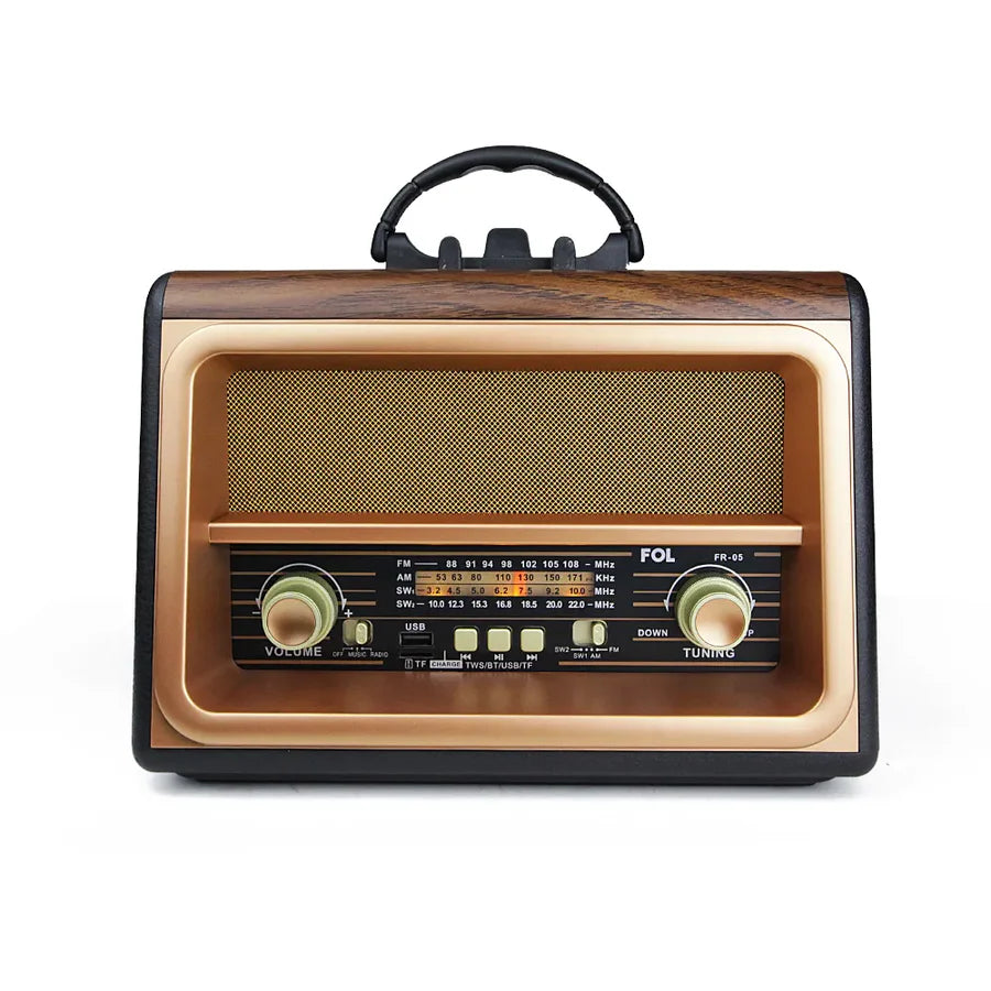 Rediscover Classic Sound with the FOL FR-05 Retro Radio Speaker Bluetooth, USB, microSD, and TWS technology (1103036) (MSRP 69.99)